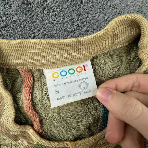 Coogi Sweater Medium Beige Colorful Pullover 3D Knit Crew Neck Cotton Designer - Picture 6 of 16
